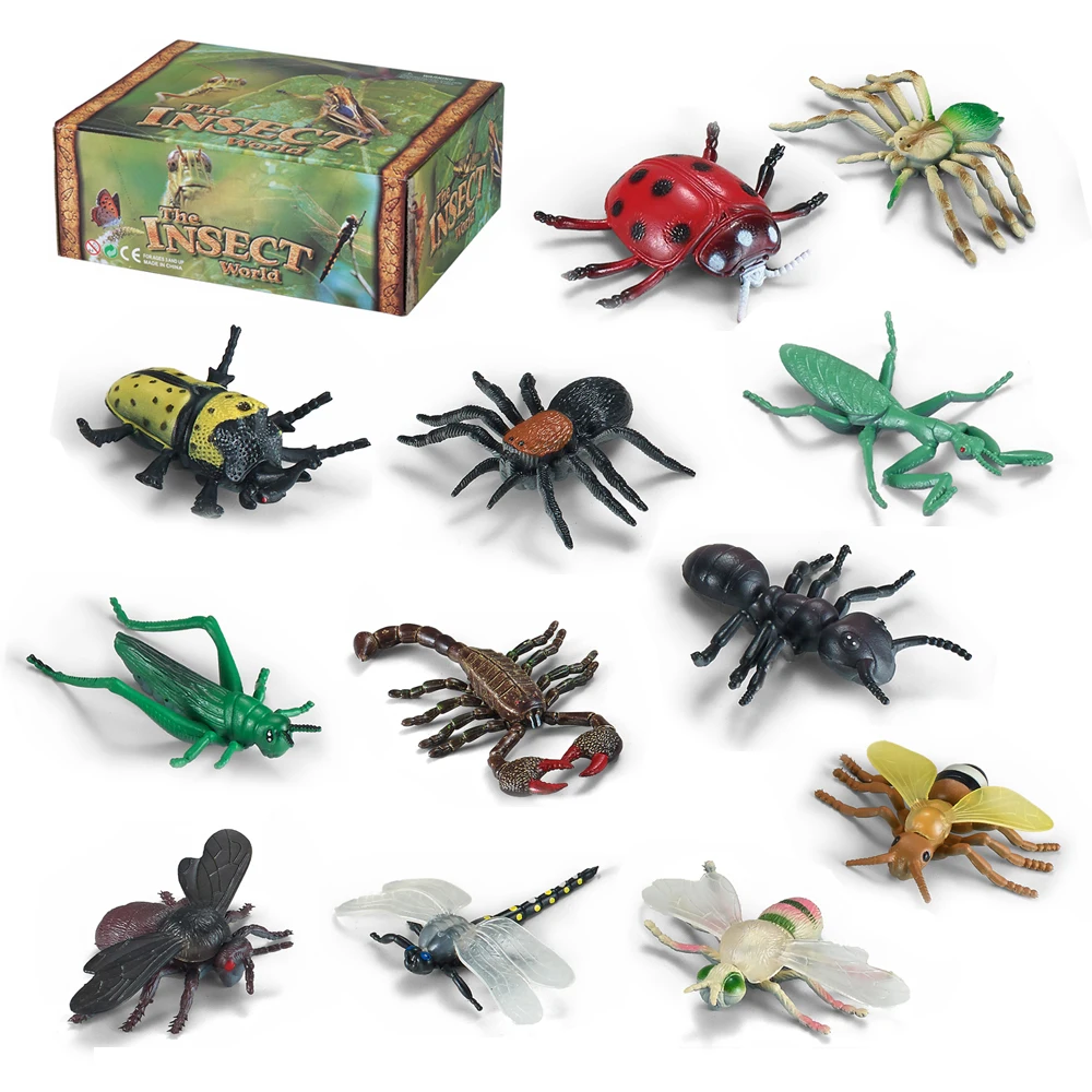 Scorpion dragonfly mantis grasshopper spider bee insect model nature world wild animals toys