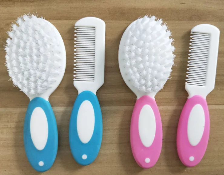 Manufacturer New Born Baby Products Health Care Baby Hair Brush Comb Set Kids Grooming Kit baby care Set With Wool Brush