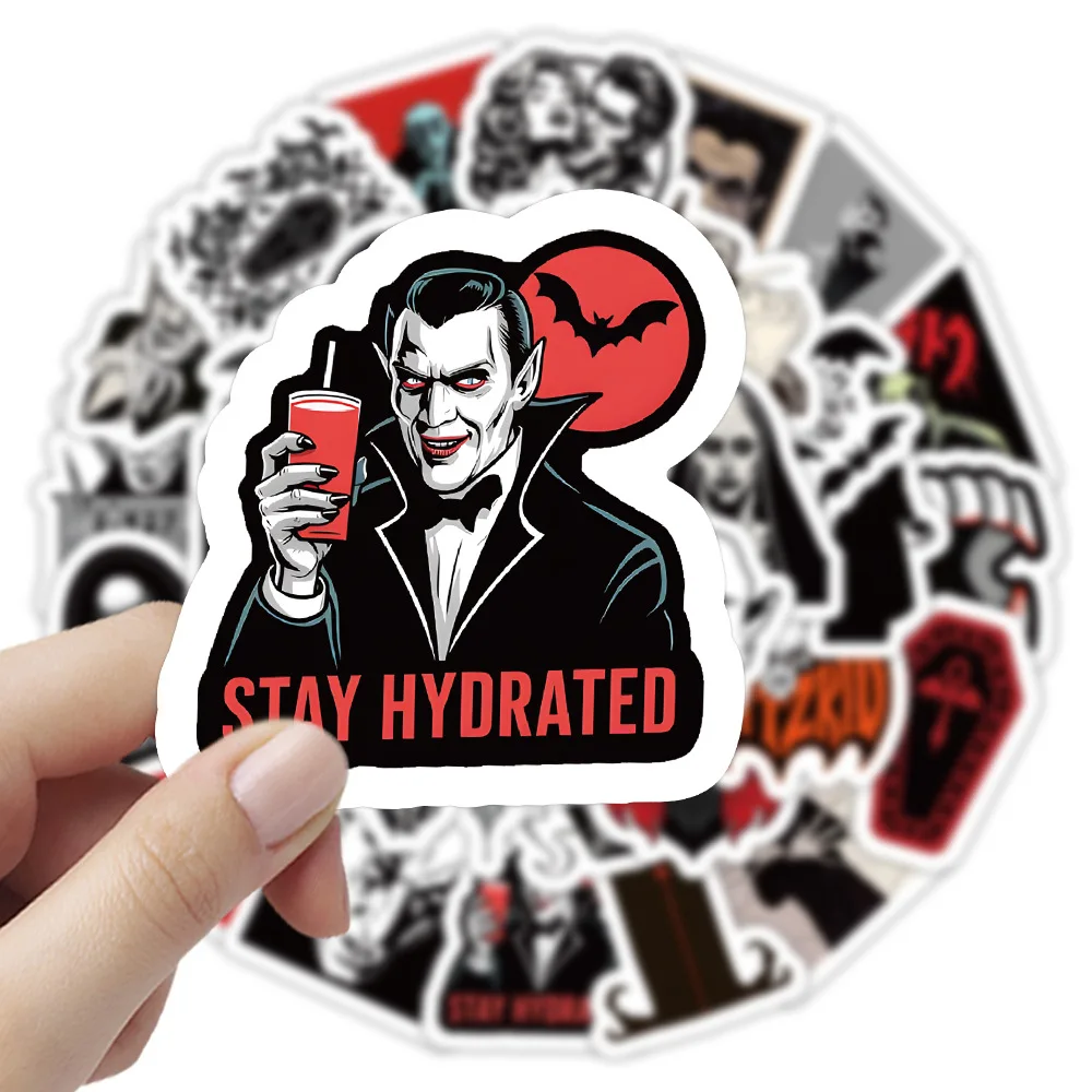 50Pcs Gothic Vampire Cartoon Graffiti Stickers For Bottle Refrigerator Decor Draculas Nosferatu Sticker