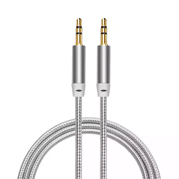 Nylon braided 3.5mm to 3.5mm audio cable metal head male to male auxiliary aux cable for phone car speaker