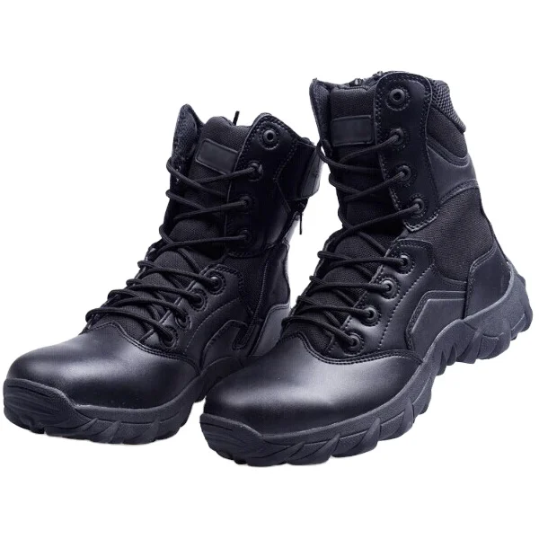 Black Genuine Leather Tactical Safety Boot