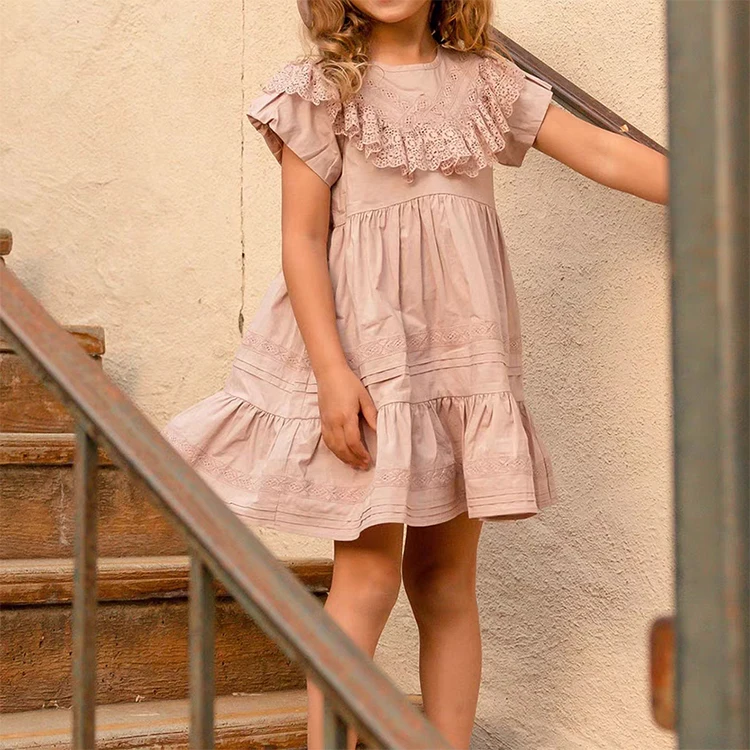 High Quality Comfortable Eco-Friendly Casual Summer Kids Puffy Flower Ruffle Dresses For Baby Girl