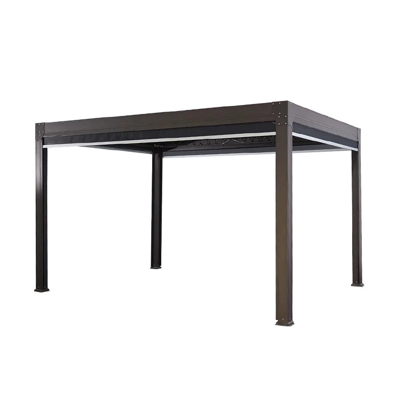 High Quality Solar Light Waterproof electric aluminum steel roof tent pergola garden outdoor gazebo with Louvre