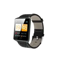 new arrival android smart watch leather Fitness tracker sport wrist band mens leather strap smart watch
