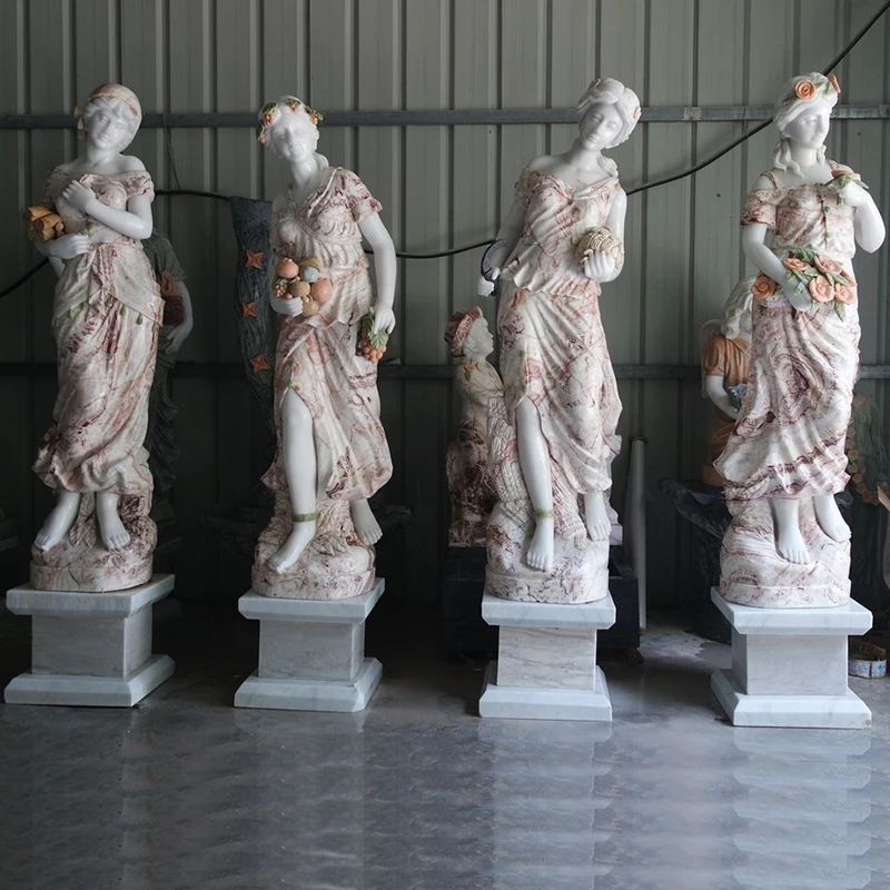 Factory Hand Carving Garden Decoration Marble Greek Figure Sculpture Large Four Seasons Goddess Marble Statues For Sale