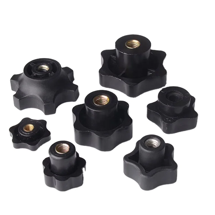 Fitness equipment fastener nuts, six star nuts, Fasteners Supplier Five Lobe Star Plastic Handle Knobs With Brass Insert nut