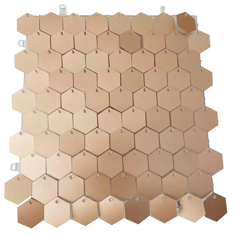 Mermaid hexagonal honeycomb shape wedding events interlocking sequin shimmer wall backdrop panels
