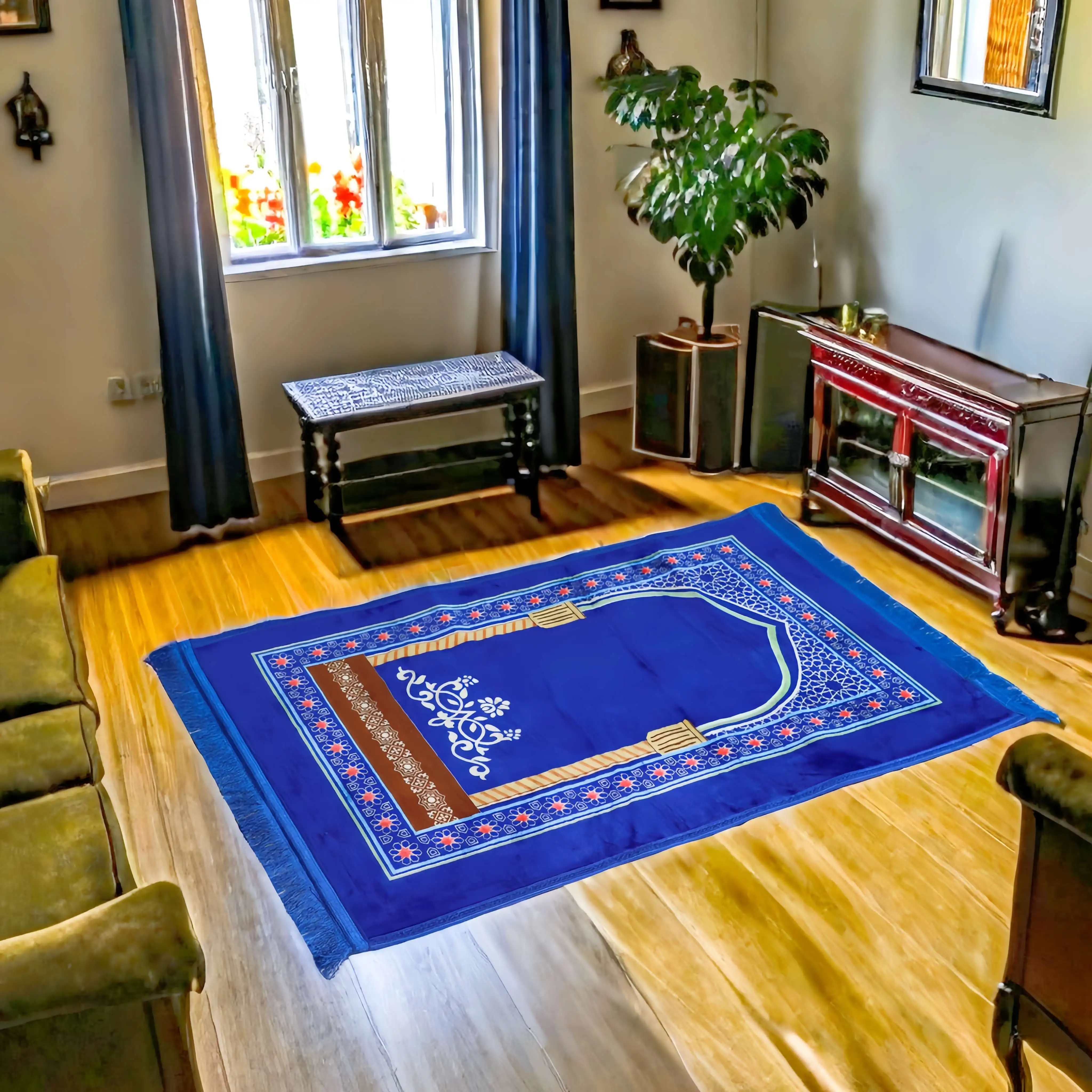 Best Seller Islam Prayer Rug Muslim Prayer Mat for Prayer Customized Rectangle Machine MADE Yellow Grey Black White Rug