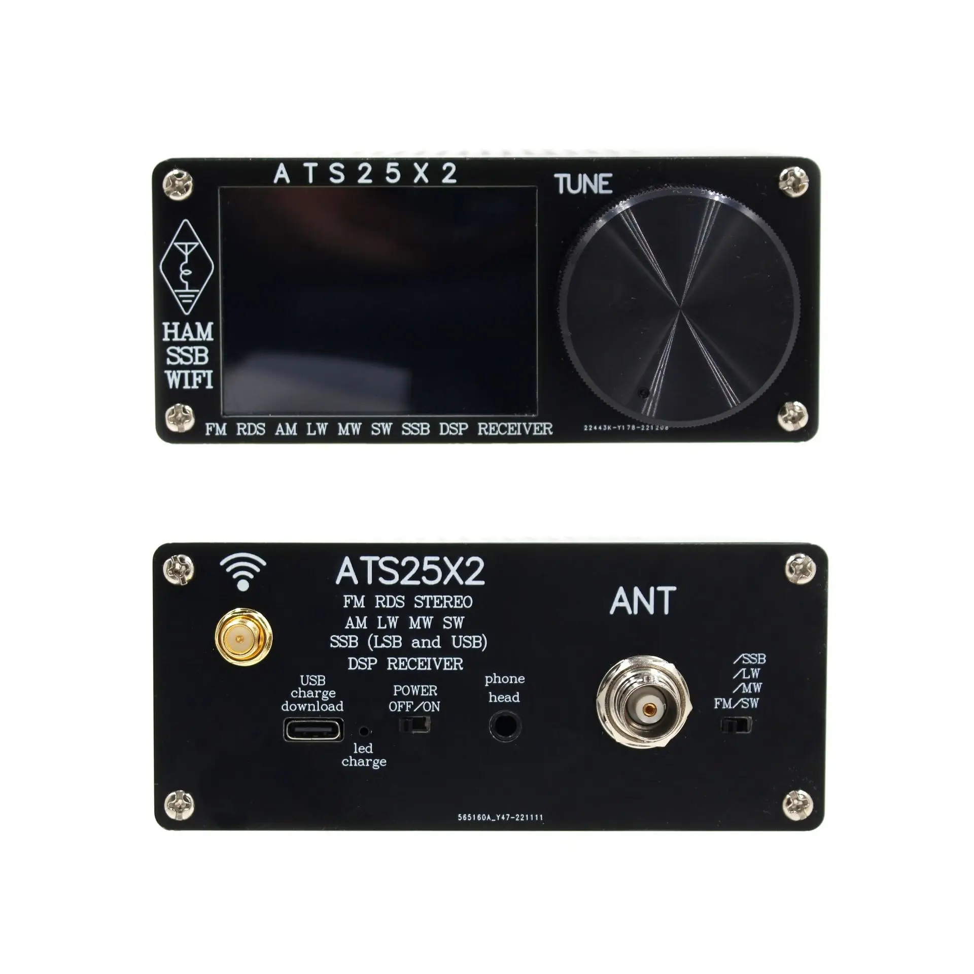 ATS25X2 Full Band FM/LW/MW/SW/SSB Spectrum Scan Receiver Touch Screen Stereo Receiver WIFI FM RDS APP Network