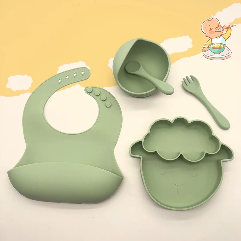 Food Grade Solid Feeding Set with Suction Cup for Babies BPA Zero Additive Premium Toddler Feeding Set