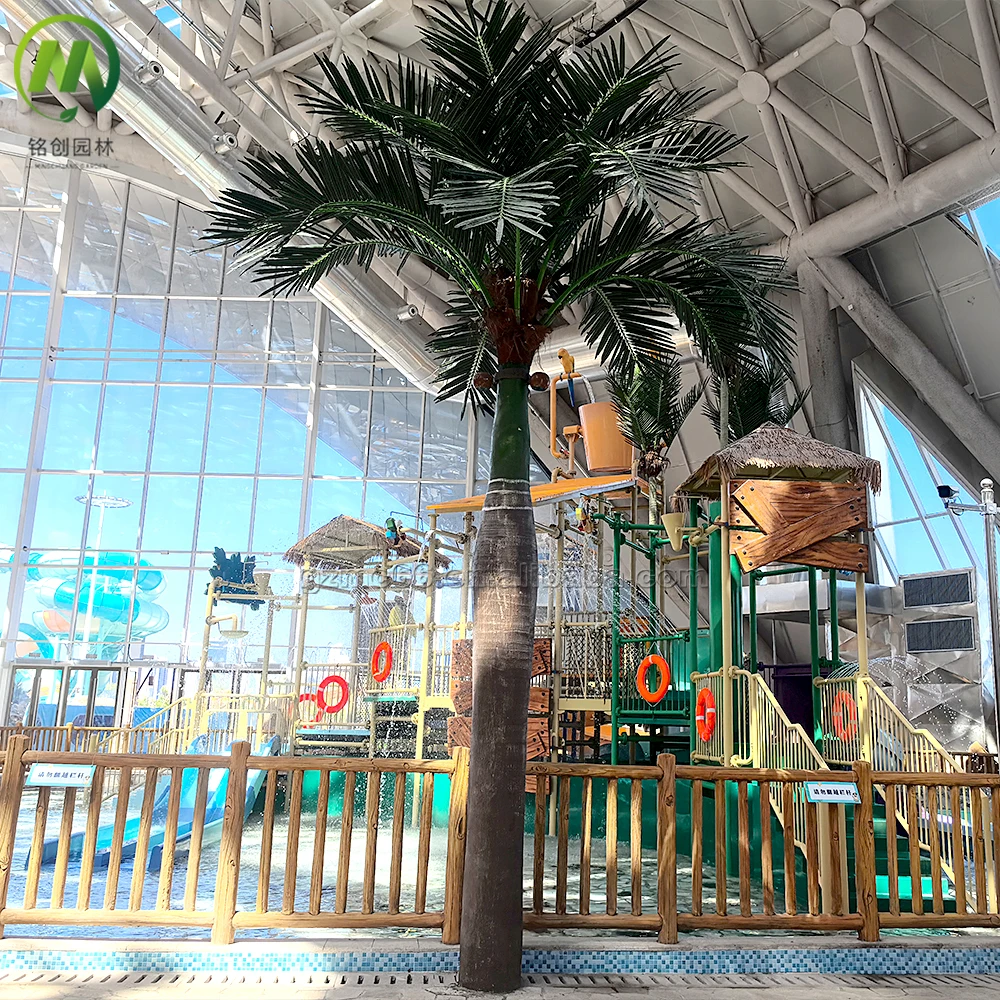 Large Simulated Fiberglass Coconut Tree King Faux Plant Artificial King Palm Tree For Indoor Outdoor Decorative