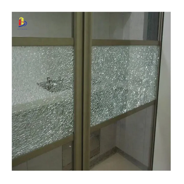 16.52 mm Clear Decorative Broken Glass, Cracked Ice Laminated Glass for door window partition wall