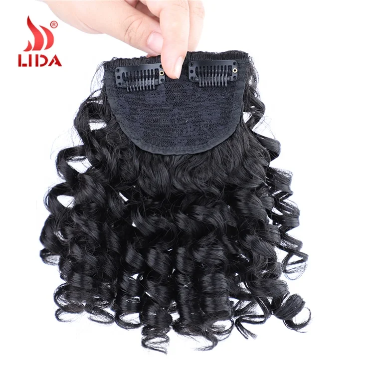 
Lida synthetic big curly Clip in hair bangs fringes african afro curl hair piece bang 