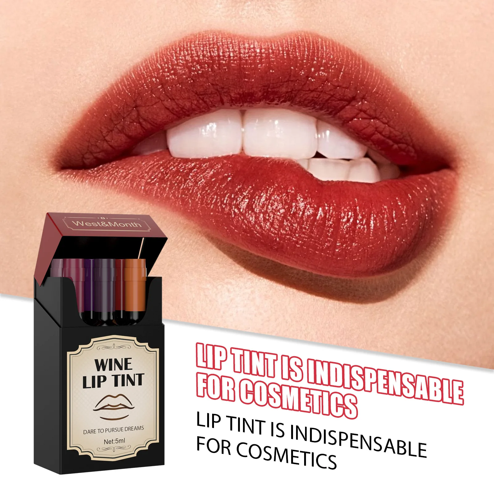 Red wine lip glaze set Moisturizing lip glaze is not sticky and not easy to dip cup waterproof six-color lip dye