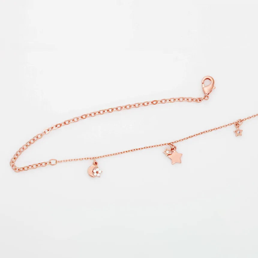 Fashion light luxury s925 sterling silver gold-plated star moon bracelet Female temperament all star moon hand jewelry