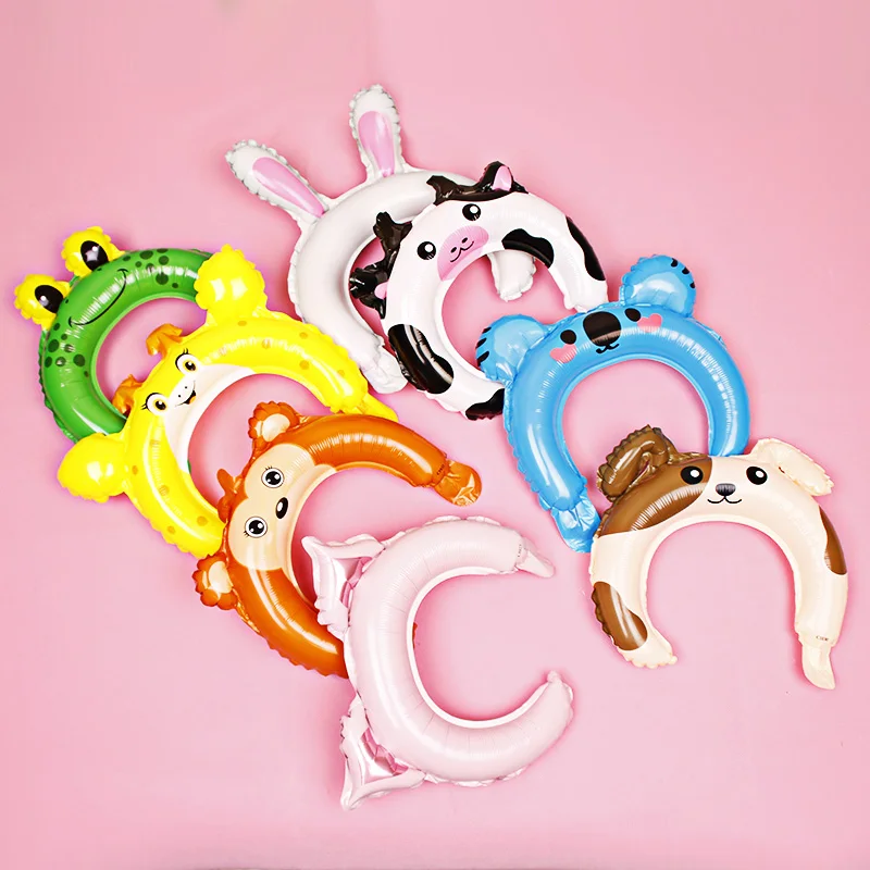 2022 children birthday supplies toys cute mini animal headband cartoon aluminium foil balloons cheap price