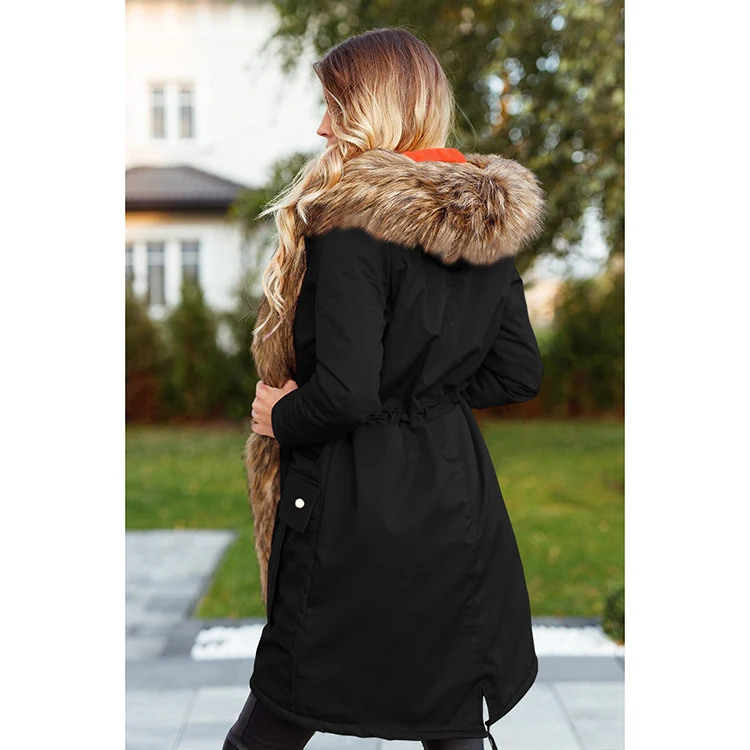 Manufacturer High Quality Custom Winter Faux Fur Parka Jackets Coats with Hoodie Winter Jacket Women Coat
