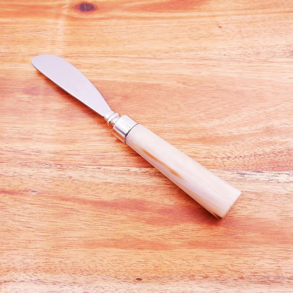 
nature buffalo horn handle stainless steel bread butter knife dessert spreader 