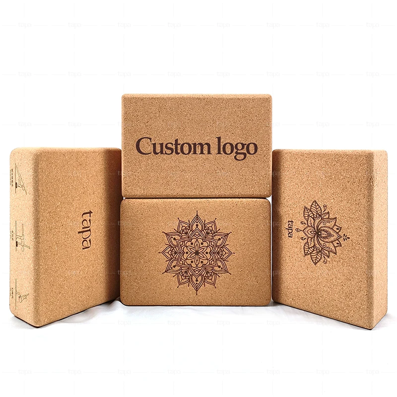Yoga Blocks with Logo Recycled Organic Cork Yoga Brick Wooden Yoga Block For Fitness