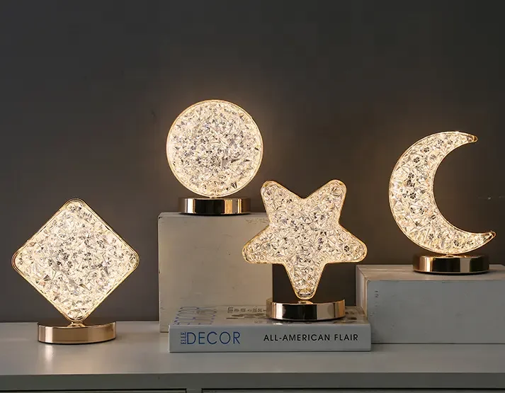 Moon Light Decorative Table Lamp Children Birthday Gift Rechargeable LED Crystal Modern  Led Stars Moon Table lamp