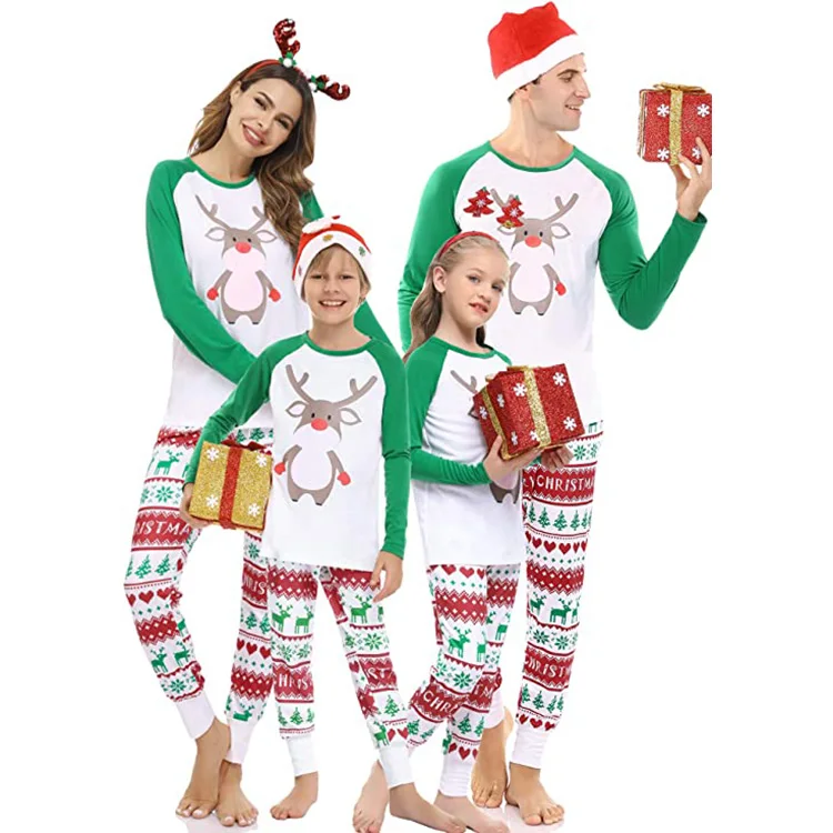 
 Сочетающиеся Семейные рождественские пижамы оптом Семейные сочетающиеся пижамы хлопковые рождественские пижамы комплект 2021  