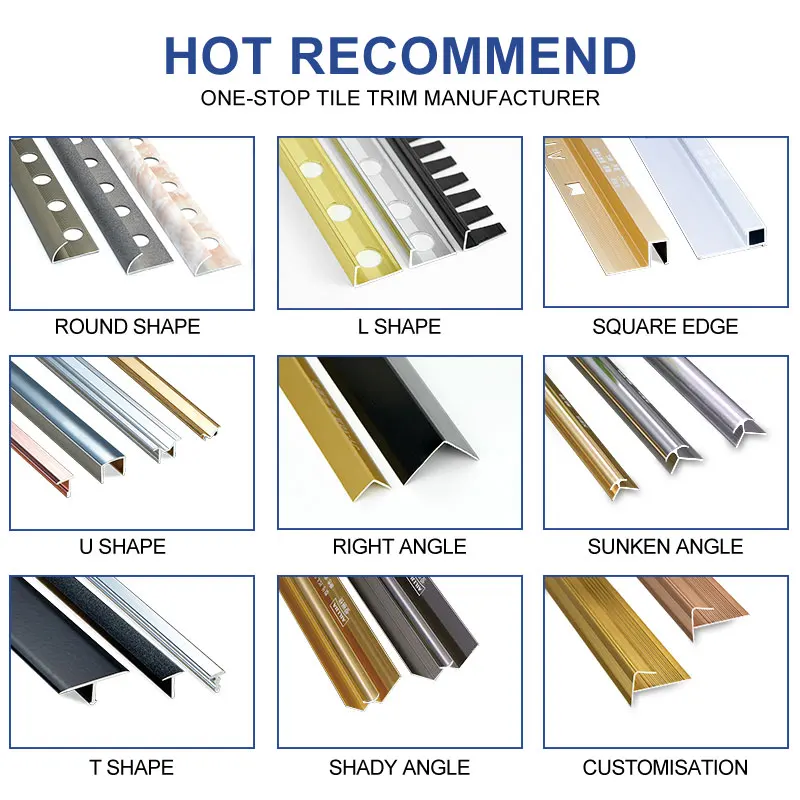 304 Grade Decor Strips For Wall Customized Stainless Steel Tile Trim SS 304 L Profile and U Profile Stainless Steel Tile Trim