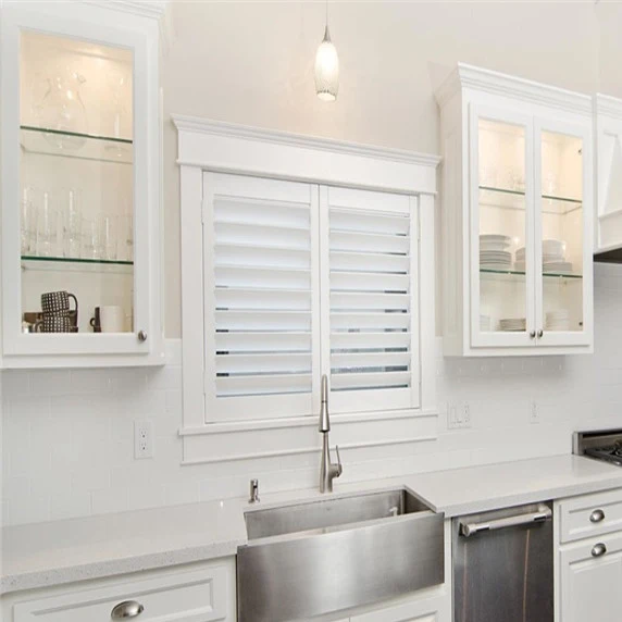 
French Door Wooden Louver White Custom Made Plantation Shutters 