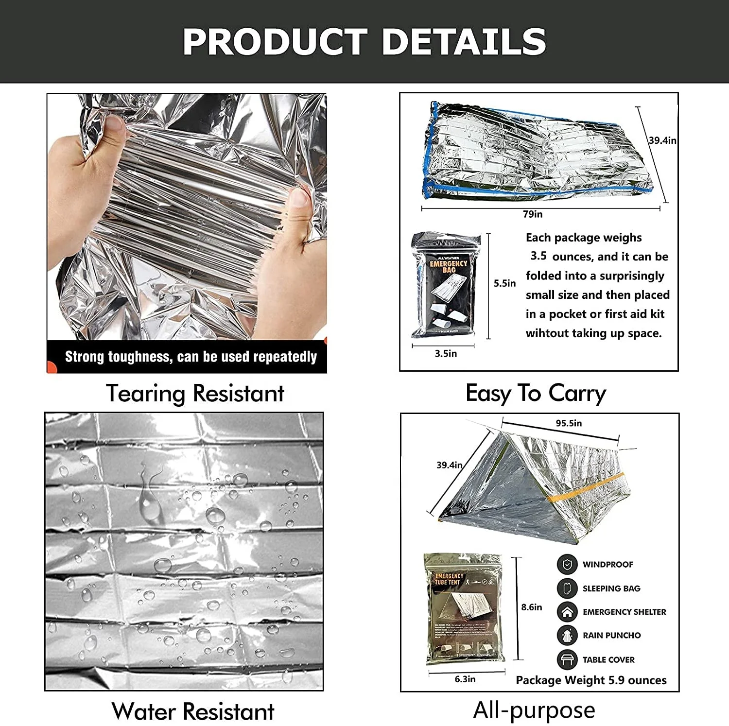 Wholesale factory price First aid devices waterproof foil rescue emergency first aid aluminum foil blanket