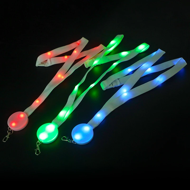 Light Up Lanyards with Hold ID Badge Illuminated Neck Strap Remote Controlled LED Necklace LED Lanyard