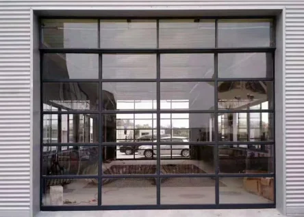 Garage door with glass aluminum frame high heat insulation black glass folding garage door