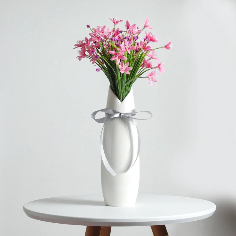 Wholesale Ceramic jade vases creative modern white minimalist for home living room decorations hydroponic flower arrangement