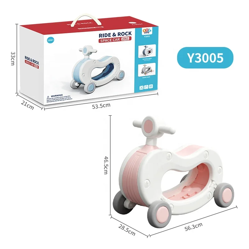 2023 New Design Wholesale ODM Custom 2 IN 1 Kids Ride  and Rock Space Car For Toddler Toy Vehicle Children Toy Factory