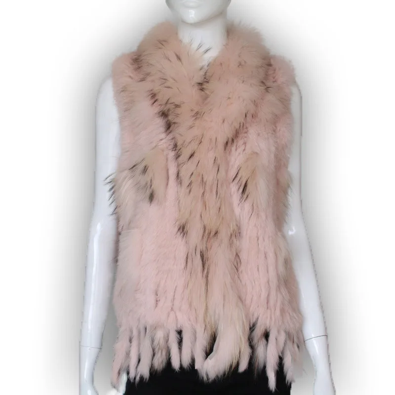  Classic style lady fashion rabbit fur vests soft gilets