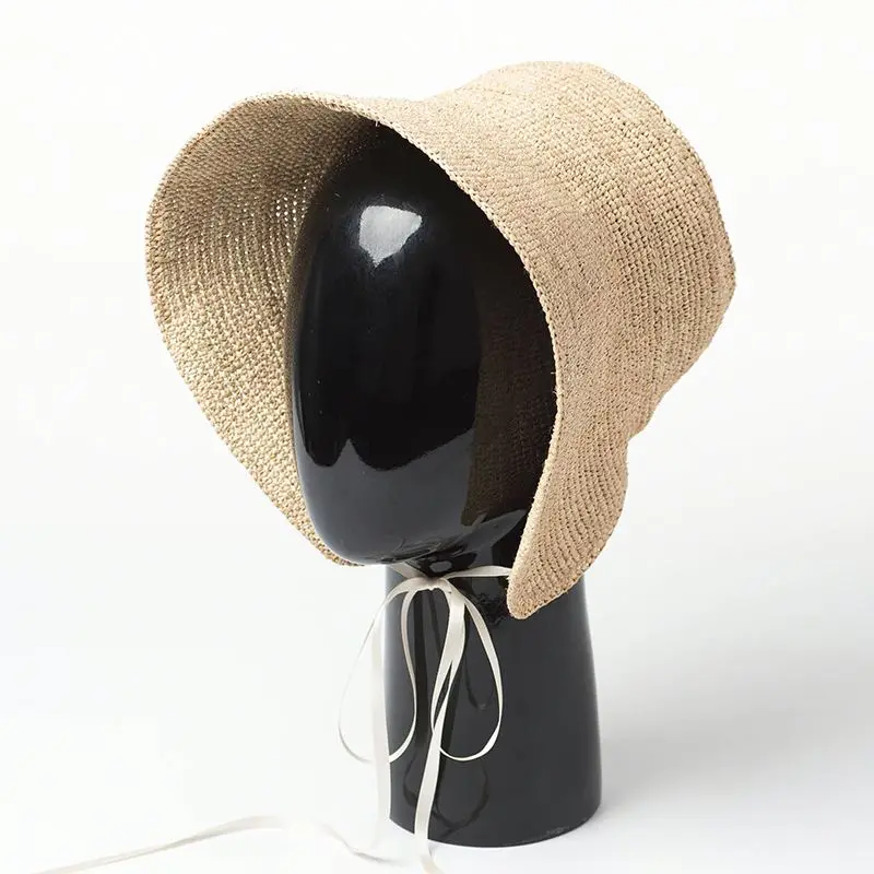 2018 летняя Женская Складная качественная соломенная шляпа из рафии с вязаным крючком