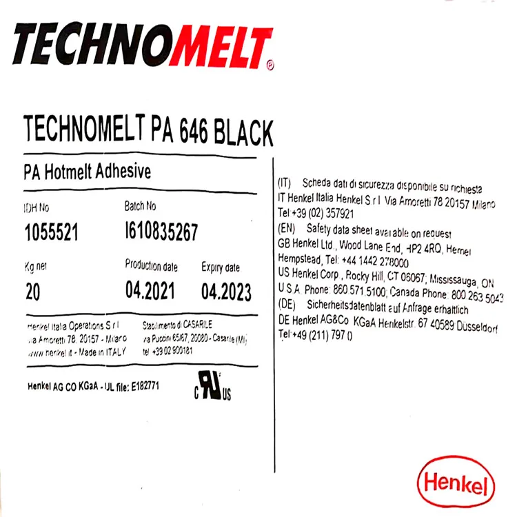 Low price sales HENKEL  TECHNOMELT PA646 black Low pressure injection hot melt adhesive