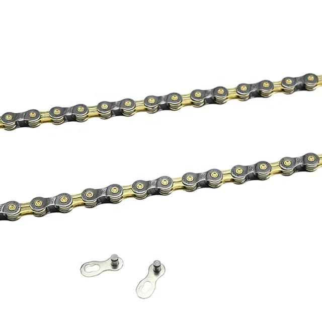 S10L Cheap High Quality Gray Gold Bicycle Chains Half Hollow 10 / 33 Speed Mountain Bike Chain 10s Large Link Road Chain