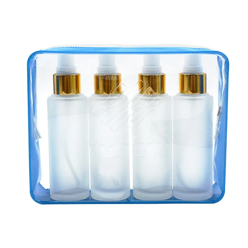 custom cheap promotional cosmetic travel kits, bath and body gift sets package slide zipper plastic PVC vinyl bag