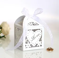 Love Heart Hollow Candy Gift Box Chocolate Sweet Packaging Boxes For Wedding Wrapping Supplies