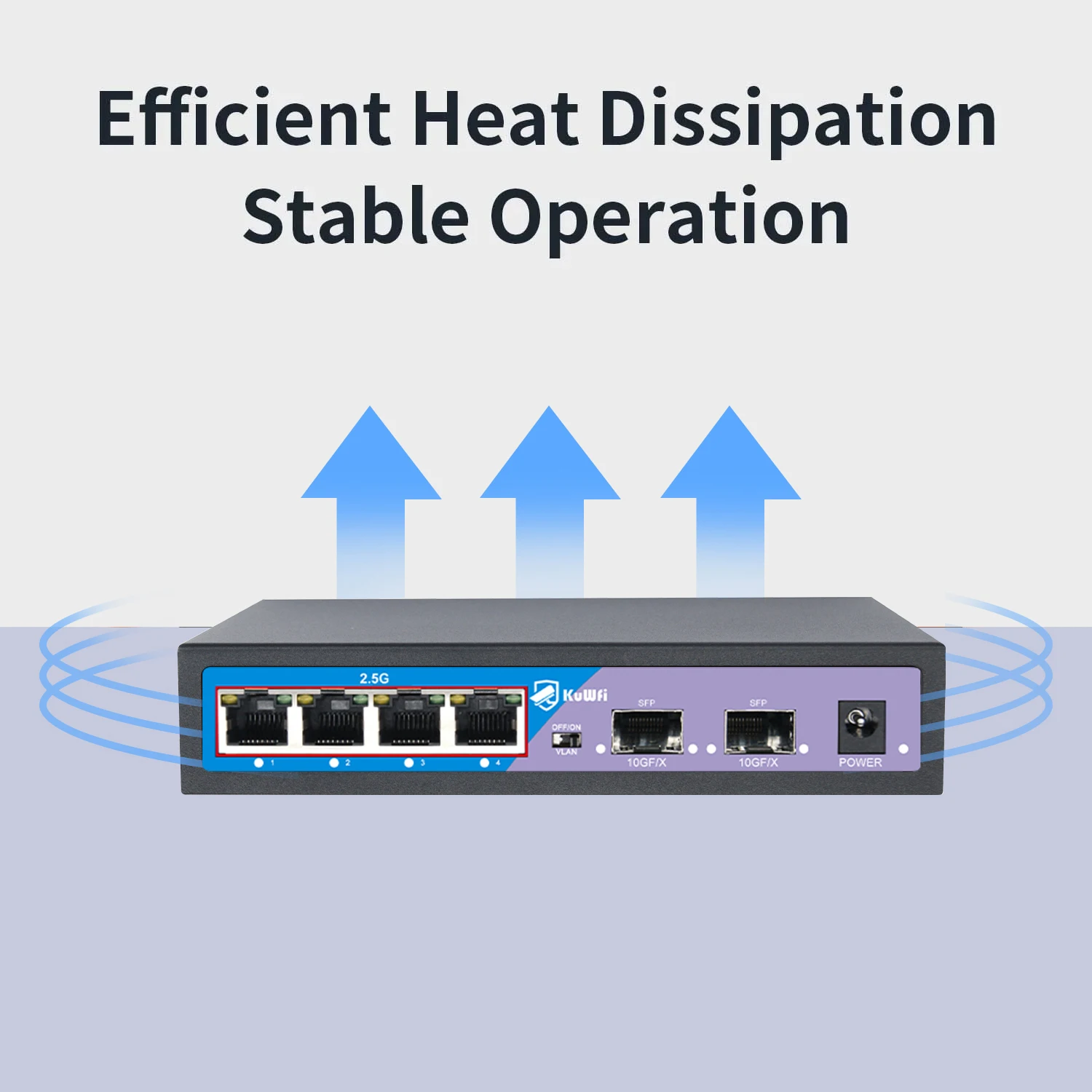 KuWFi wifi 48V wireless 100m distance high speed metal shell 4 port 2.5G network ethernet switch with 2 port 10G SFP