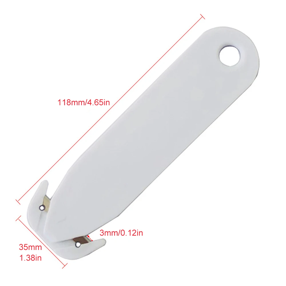 Лидер продаж, многофункциональная ручная пользовательская белая Выгравированная открывалка для писем с пластиковым логотипом, резак для ремня