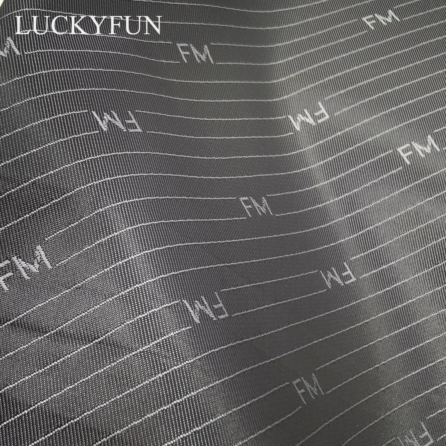 100% polyester jacquard FM letter cationic  luggage and clothes fabric with coated PU for Inner lining