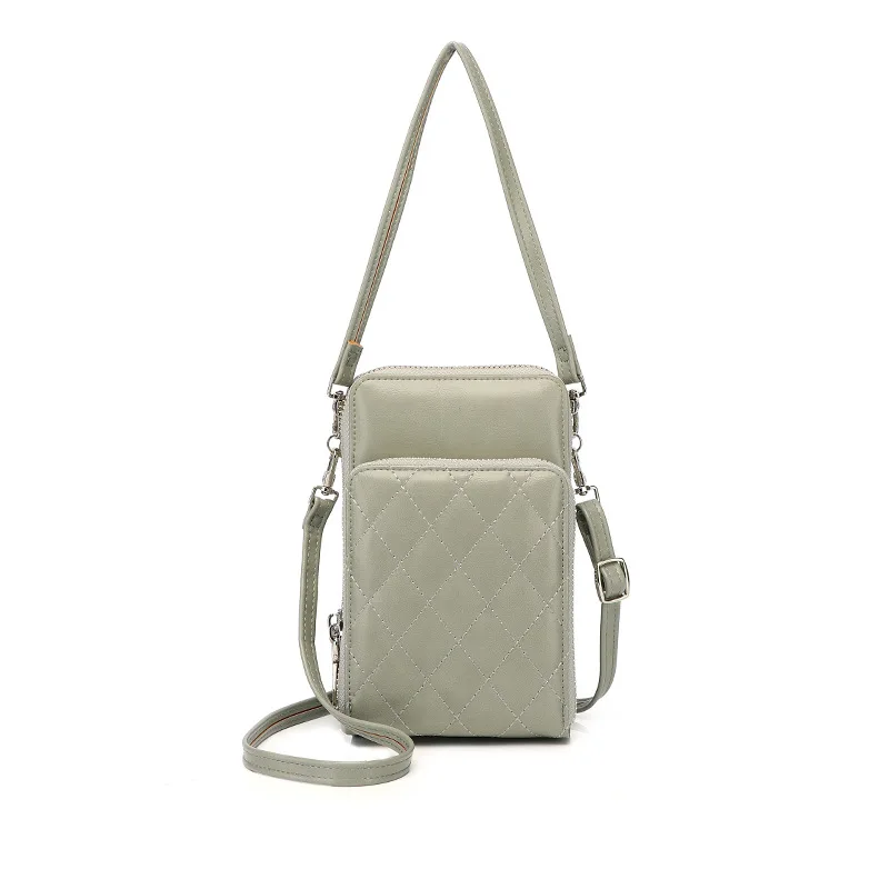 Hot sale PU leather large capacity diamond crossbody shoulder bag phone wallet for women