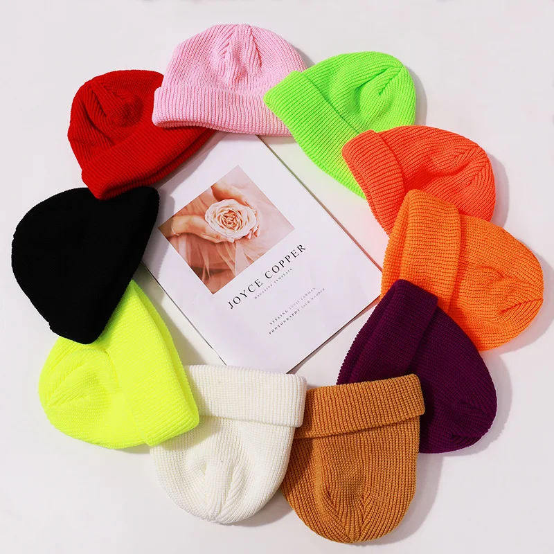2021 Fashion Wholesale Blank Multi-color Unisex Knit Beanie Hat Custom Logo