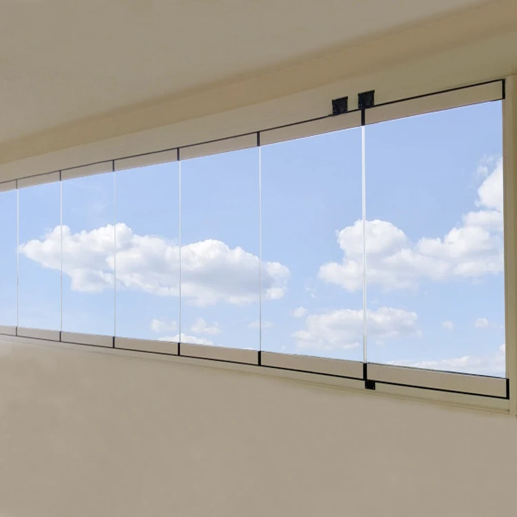 Frameless Glass Windows Balcony Terrace Large Bifold Aluminum Window and Door Bi Fold Glass Graphic Design Horizontal Modern