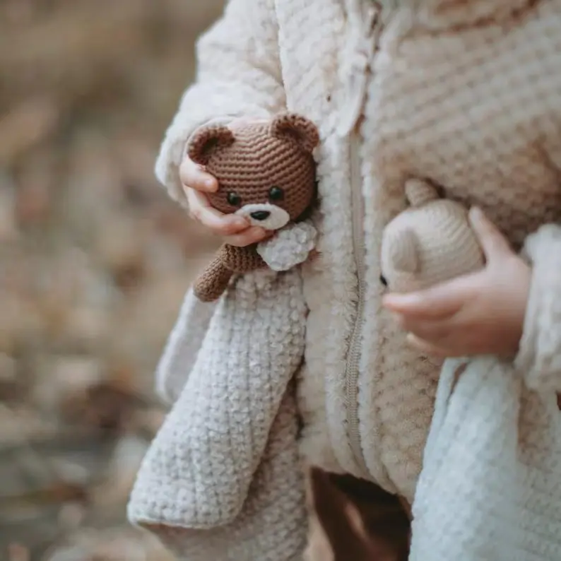 Custom Crocheted Security Blanket Crochet Toys Amigurumi Bear Plush Security comforter  Bear Blanket for baby