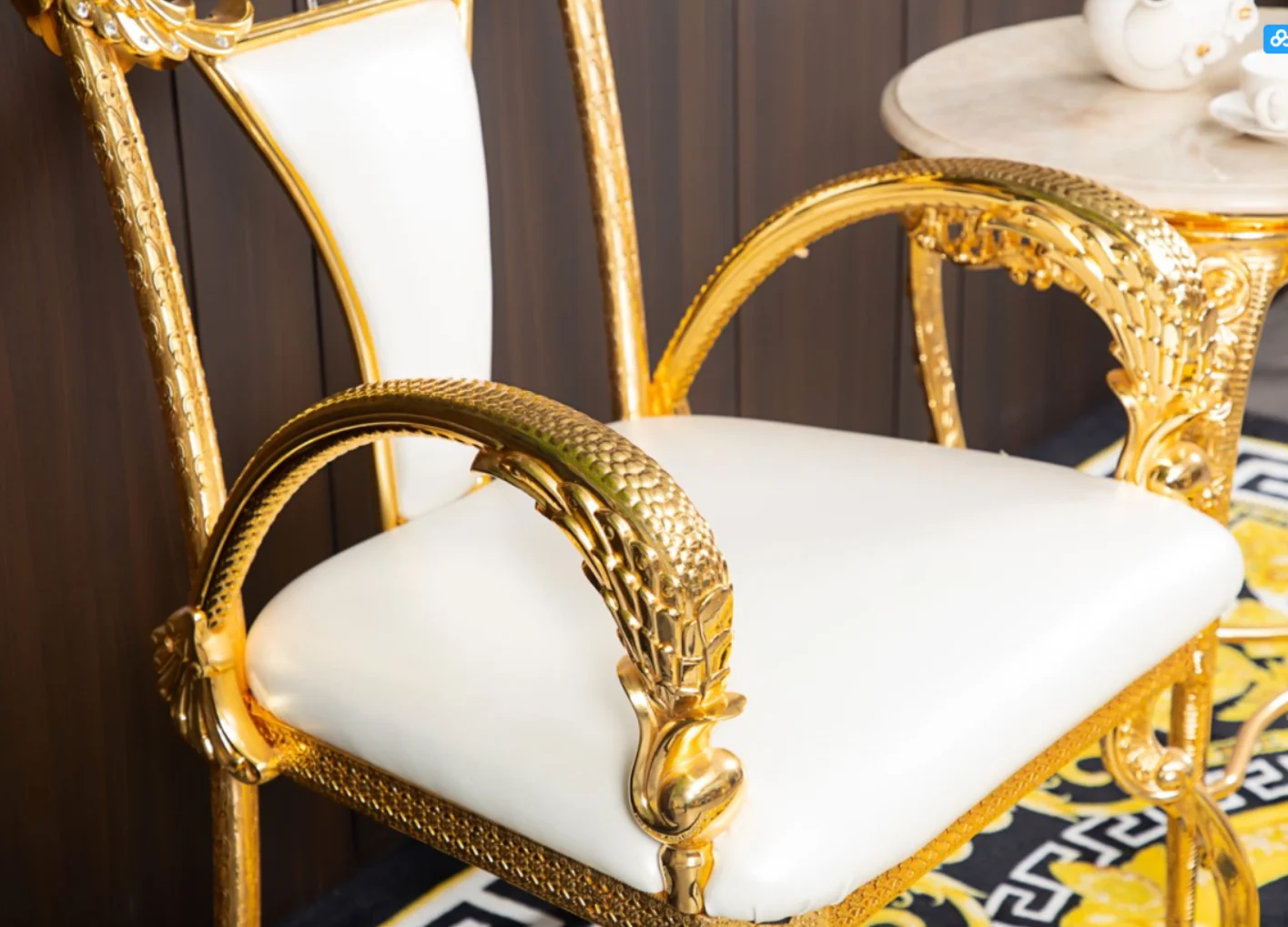 Европейский свадебный стул для отдыха гостиница гостиная обеденный кожаный золотой