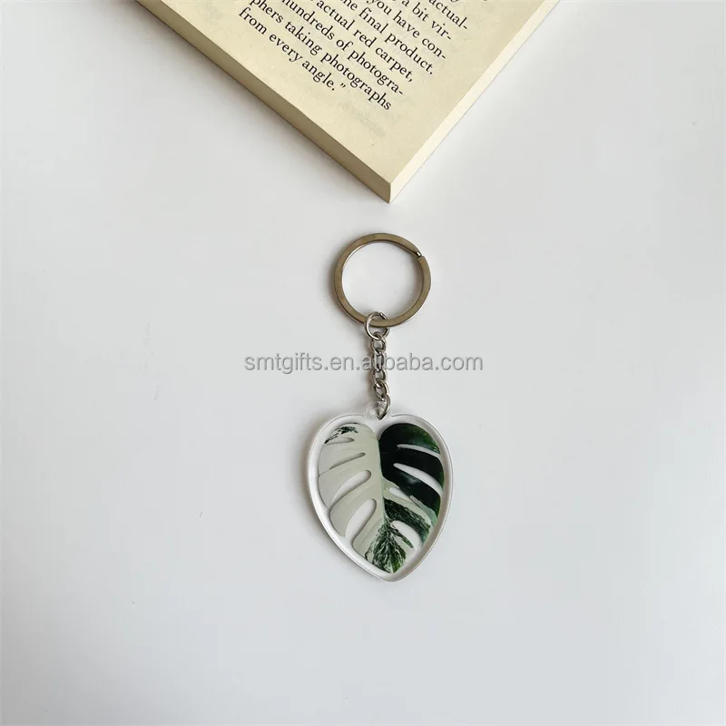 Factory Custom High Quality Acrylic Keychain Wholesale Plastic Simulation Plant Leaf Keychain