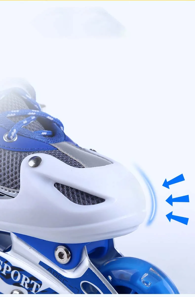 Children skates beginner adjustable PVC wheels green pink red color inline roller skates shoes