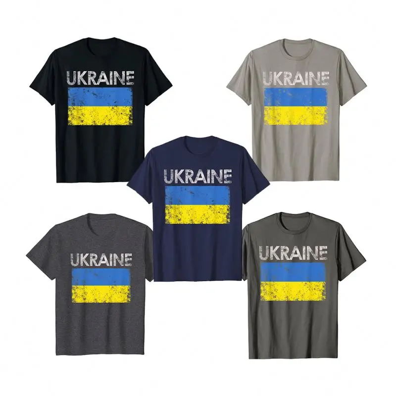 Linen fabric Ukraine flags t-shirts for men 100% cotton