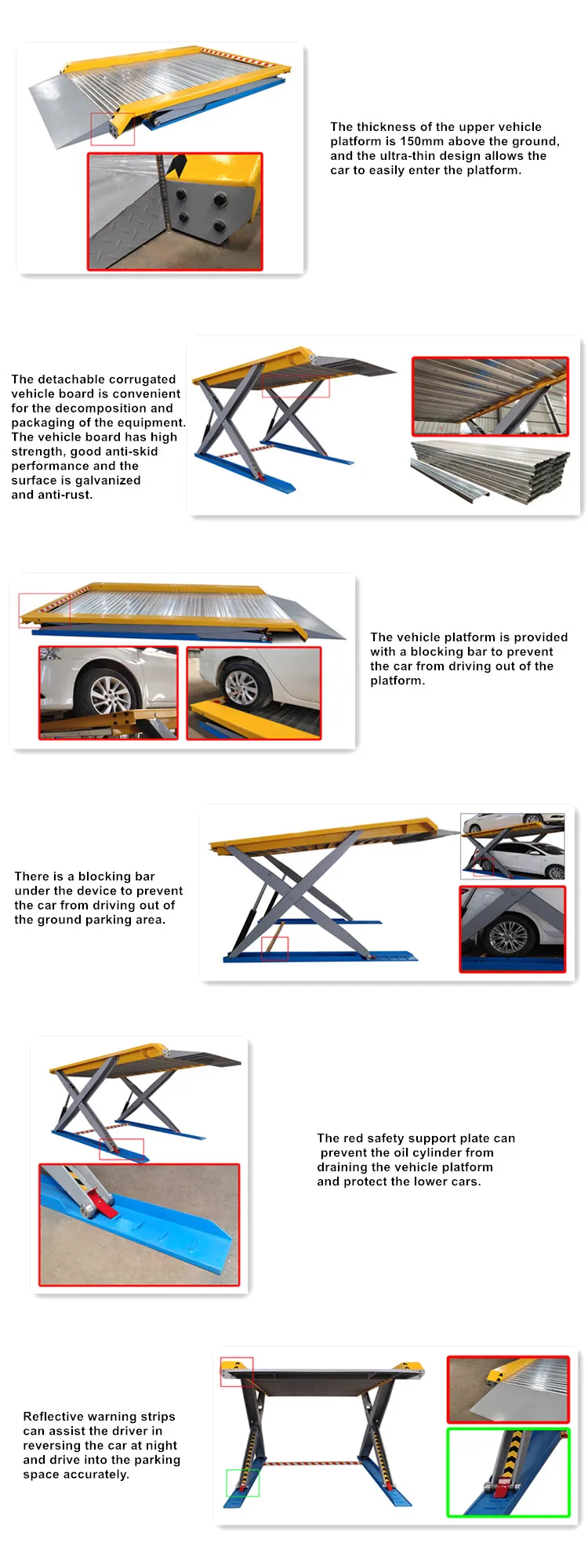 hydraulic parking four post car mechanical lift washing elevator systems